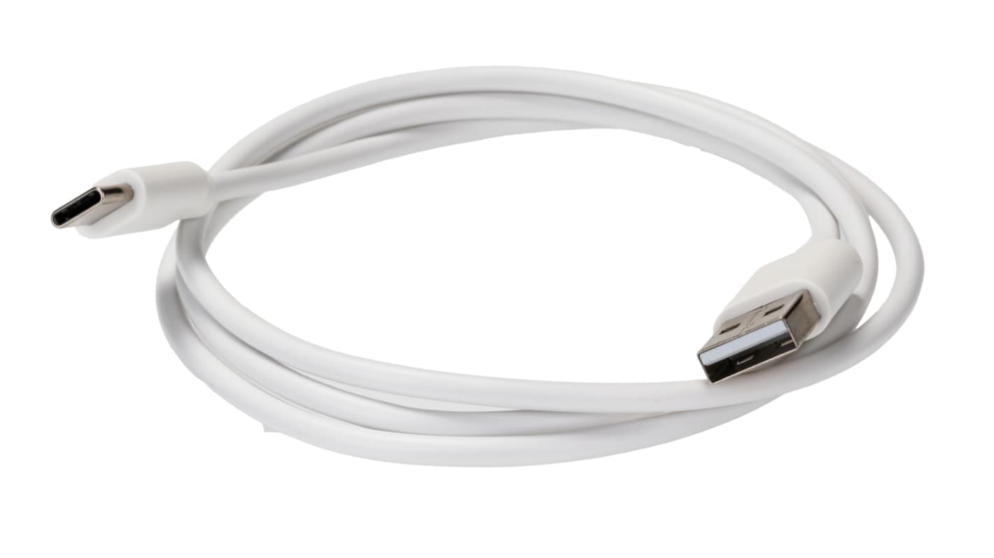 RS PRO USB 2.0, Male USB C to Male USB A, 480Mbps, 1m