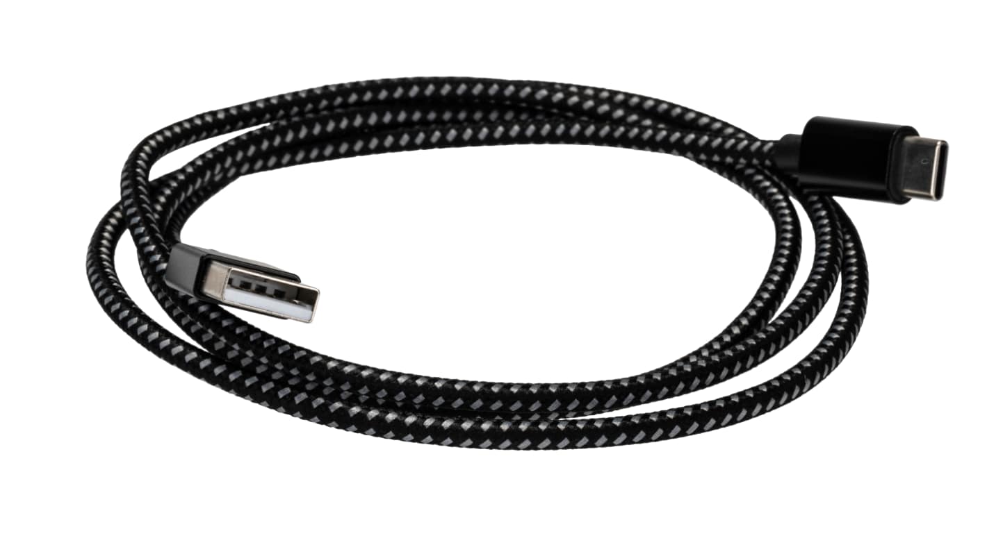 RS PRO USB 2.0, Male USB C to Male USB A, 1m