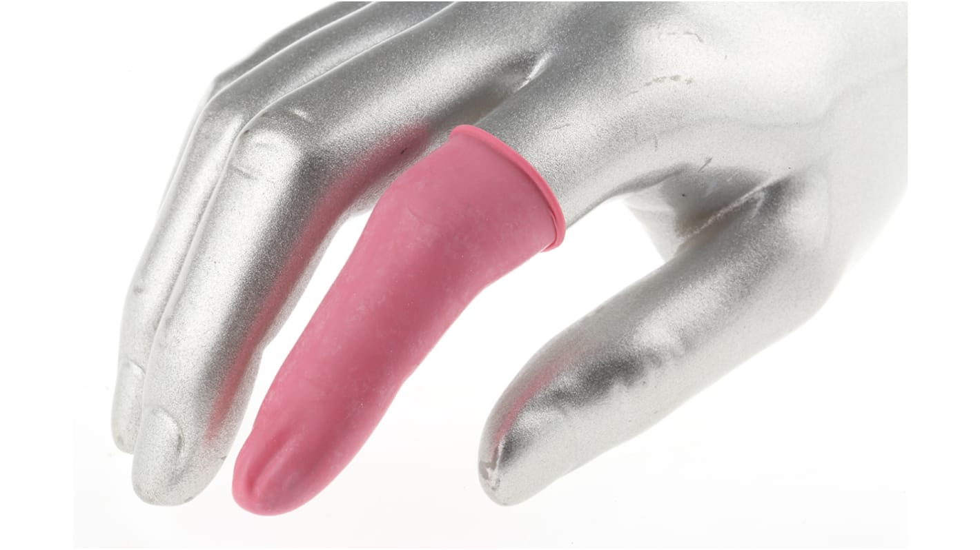 RS PRO Pink Latex Finger Cots, Size 9, Large, 100 per pack