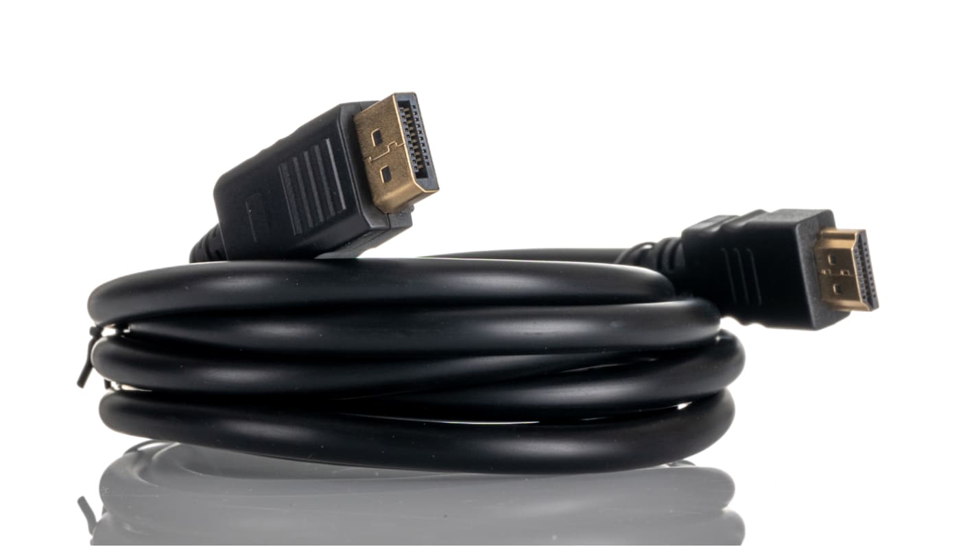 RS PRO Male DisplayPort to Male HDMI, PVC  Cable, 1080p, 2m