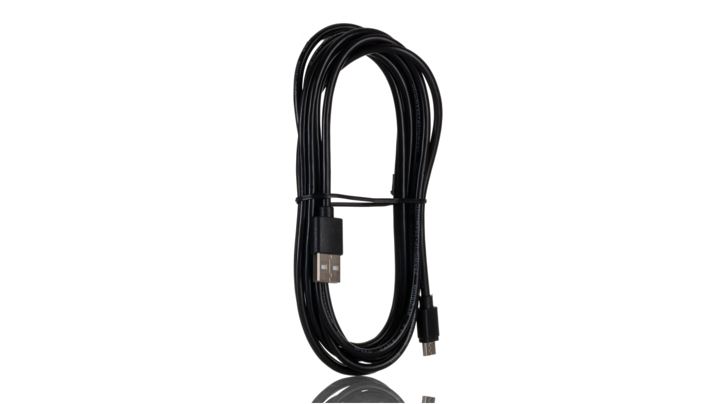 RS PRO USB 2.0, Male USB A to Male Micro USB B, 3m