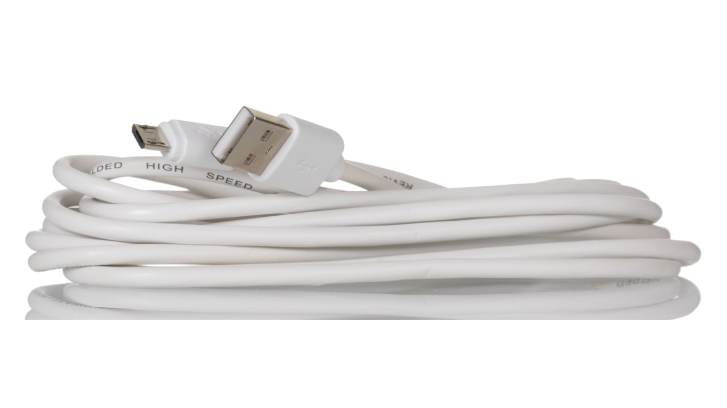 RS PRO USB 2.0, Male USB A to Male Micro USB B, 3m