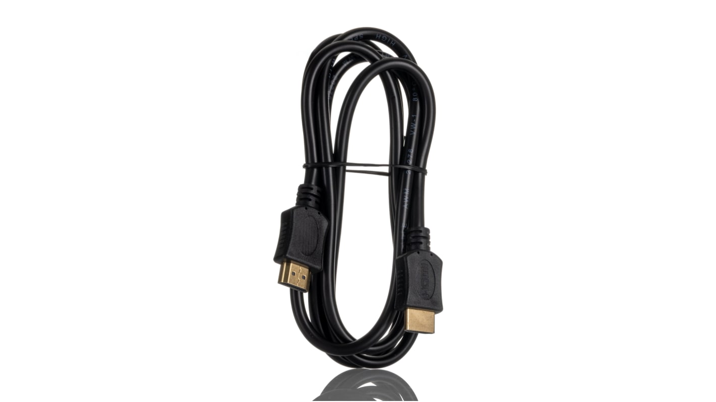 RS PRO 4K @ 60Hz HDMI线, HDMI 1.4, HDMI公插转HDMI公插, 1.5m长, 黑色