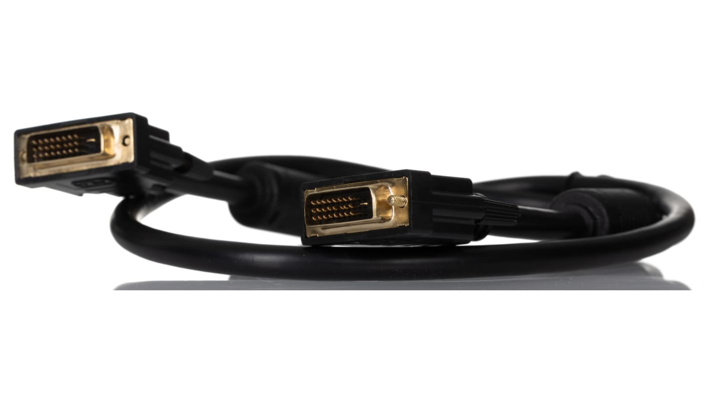 RS PRO, Male DVI-D Dual Link to Male DVI-D Dual Link Cable, 1mBlack sheathFoil shielding