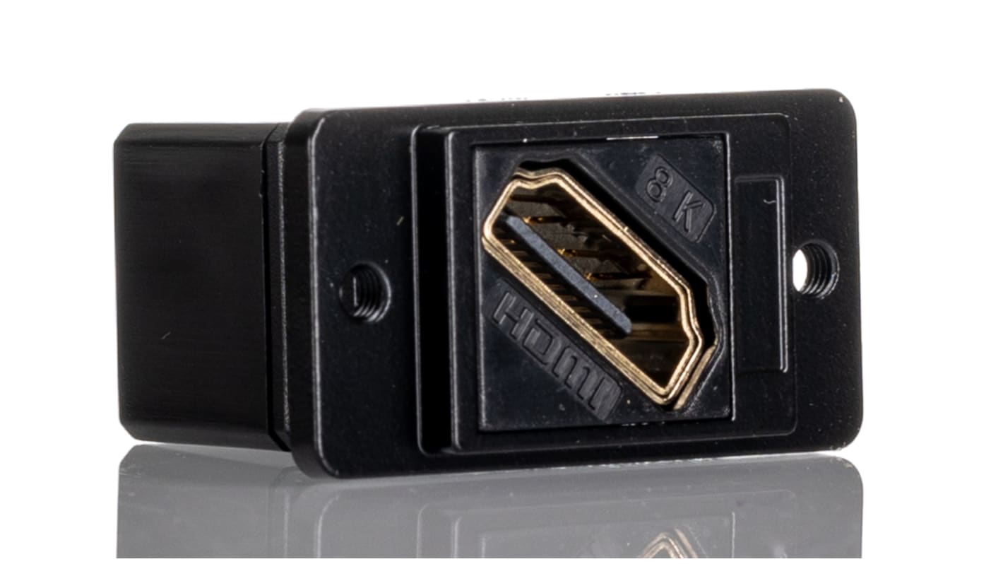 RS PRO HDMI Durchgangsbuchse Buchse/Buchse 1-polig 29 mm x 35.5 mm x 19 mm Abgewinkelt 40 V ac