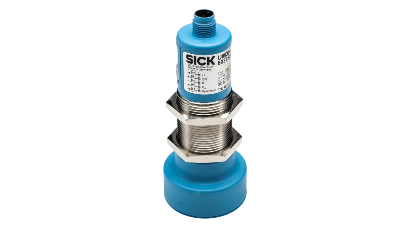 Sensore di prossimità Cilindro filettato SICK, M30, rilevamento 3,4 m, 9 → 30 V c.c.