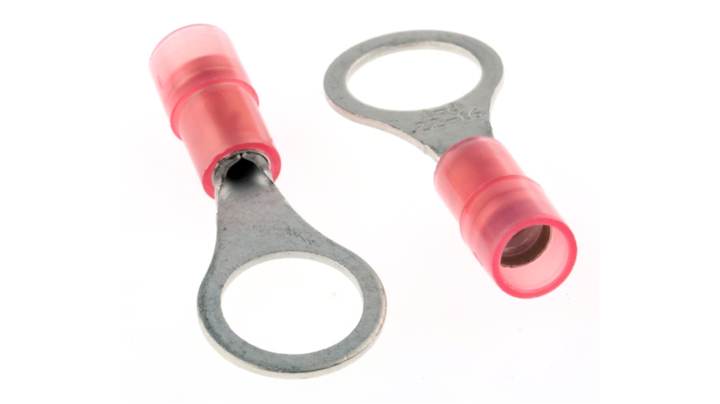 RS PRO Insulated Ring Terminal, M8 Stud Size, 0.5mm² to 1.5mm² Wire Size, Red