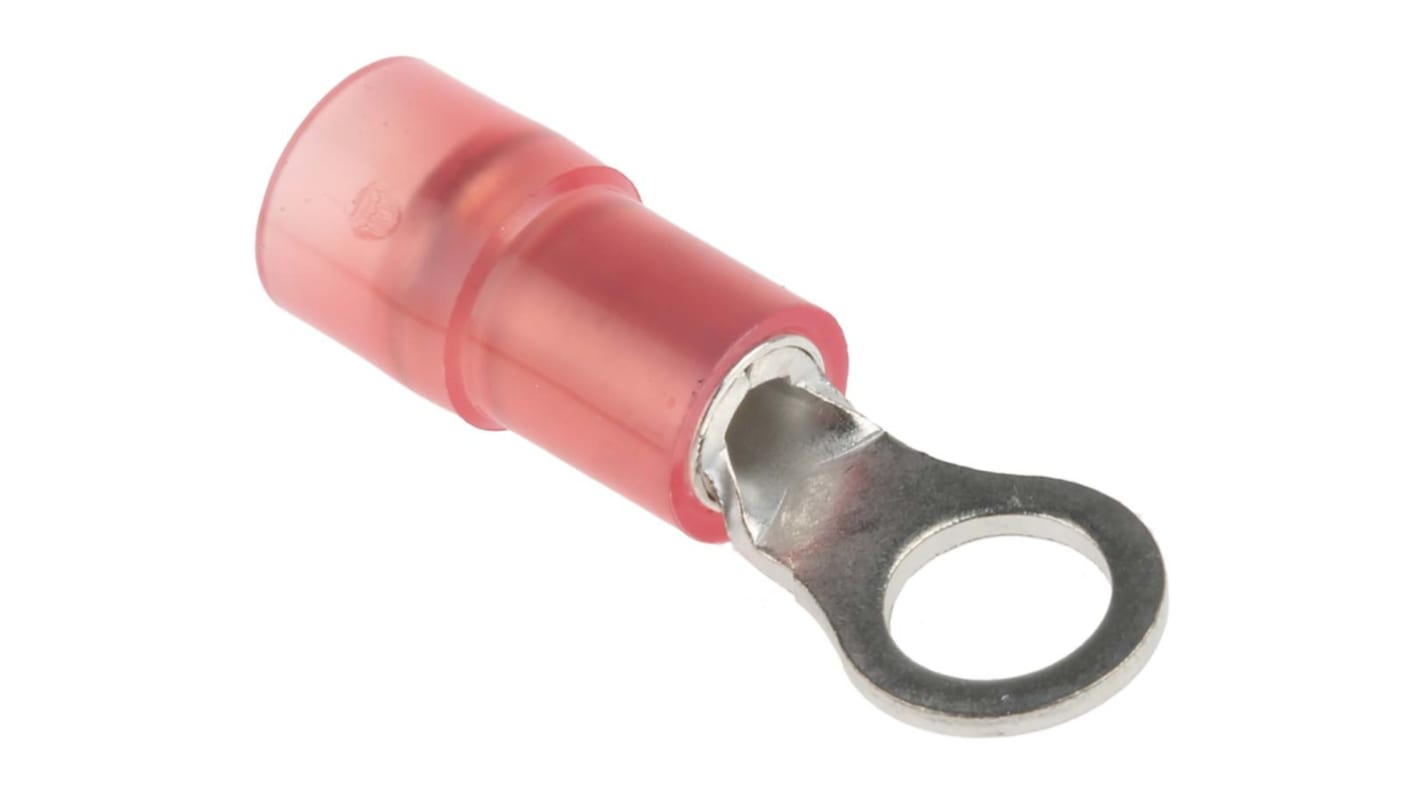 RS PRO Insulated Ring Terminal, M4 Stud Size, 0.5mm² to 1.5mm² Wire Size, Red