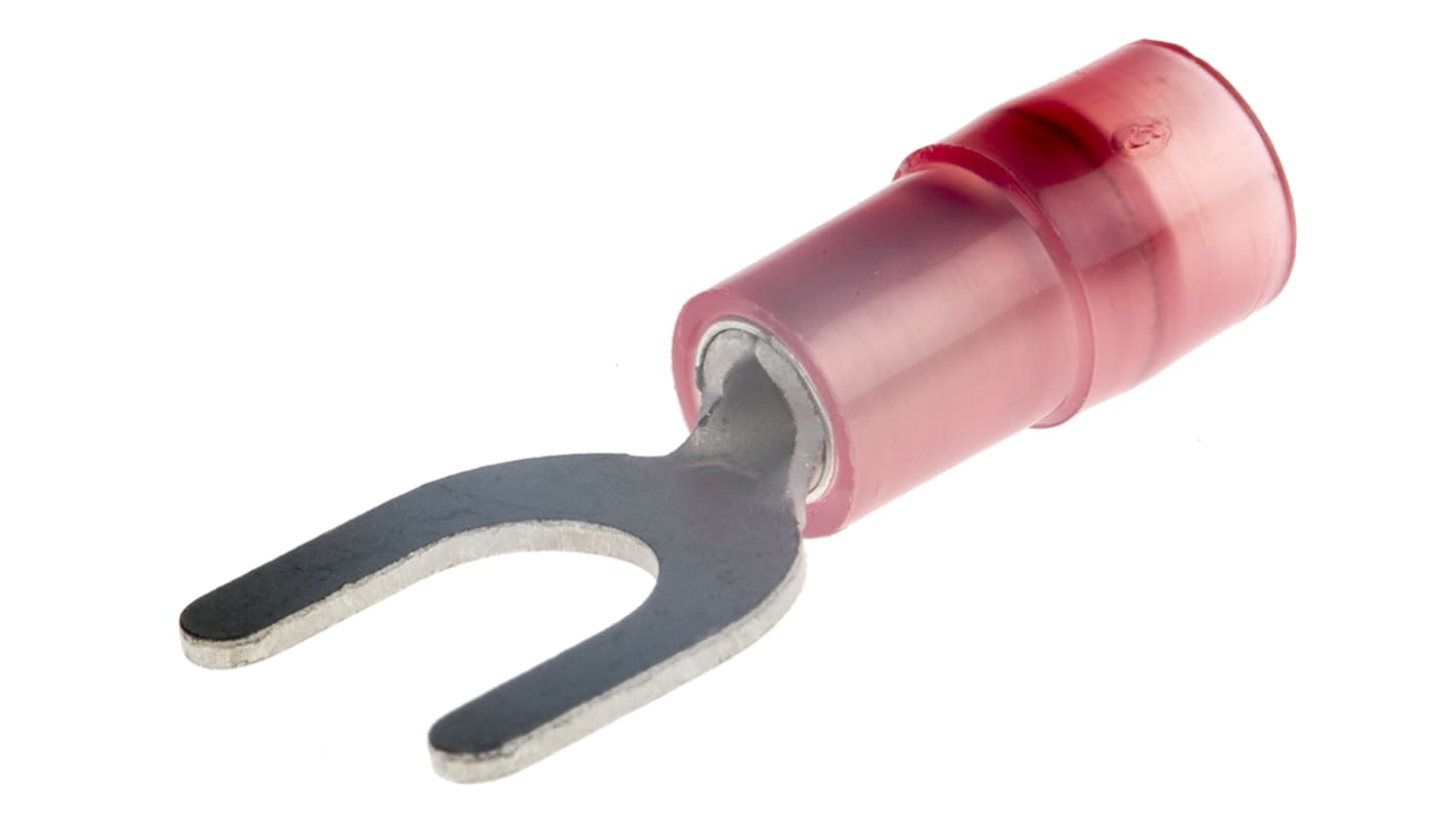 RS PRO Insulated Crimp Spade Connector, 0.5mm² to 1.5mm², 22AWG to 16AWG, M5 (#10) Stud Size Nylon, Red