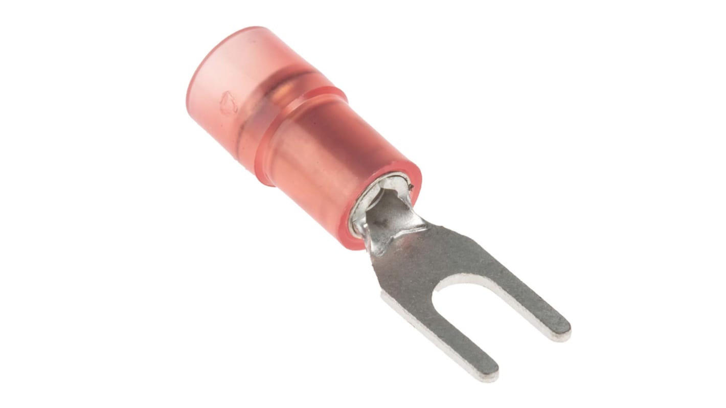 RS PRO 绝缘U型端子, 3.2mm螺栓, 线规0.5mm²至1.5mm², 红色, 5.7mm宽, 0.75mm厚, 镀锡触点