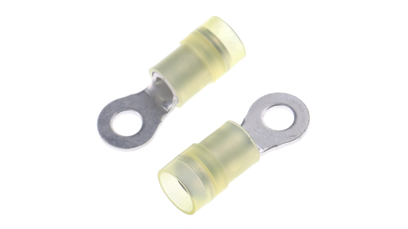 Terminale ad occhiello RS PRO Isolato, Ø perno M4, dimens. max filo 6mm², 10AWG, Giallo