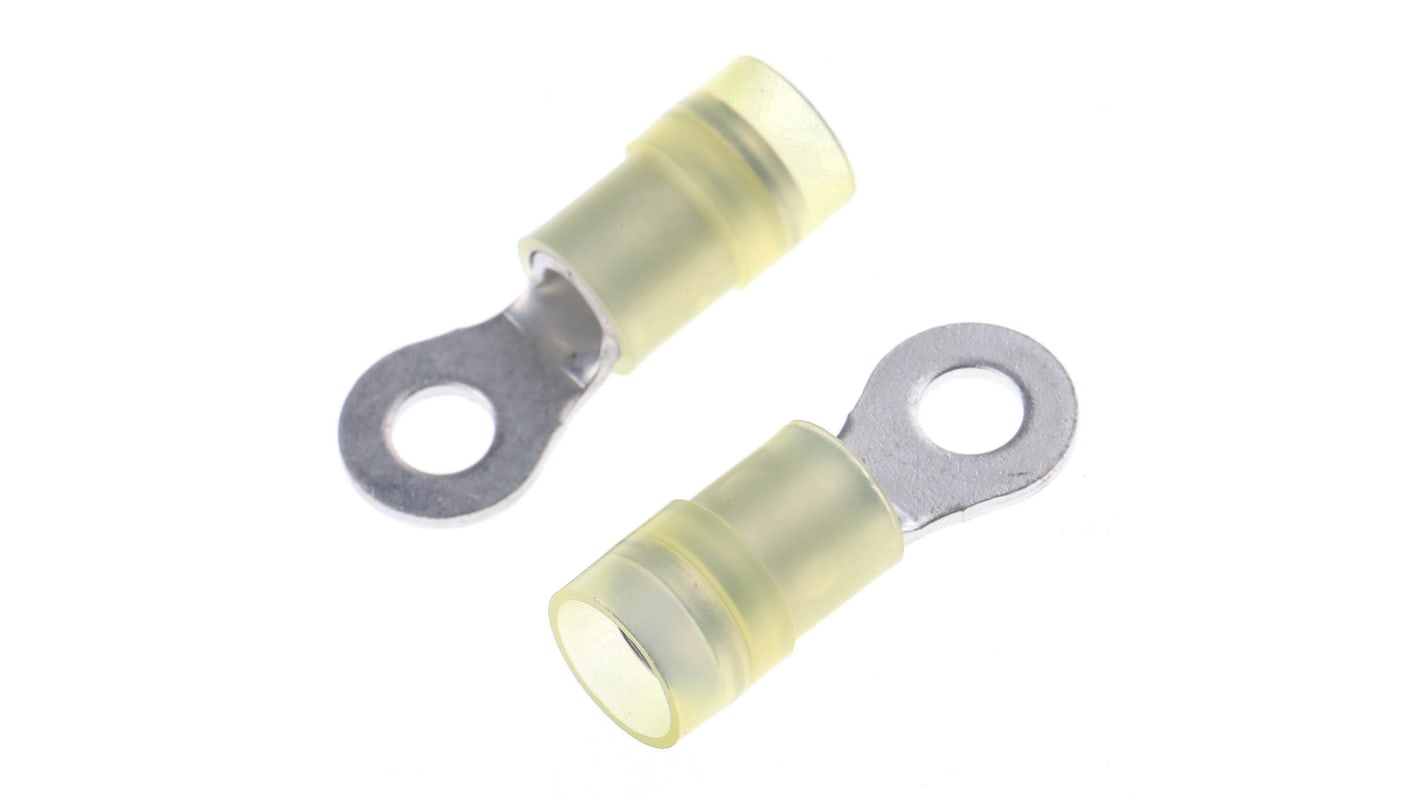 RS PRO Insulated Ring Terminal, M4 Stud Size, 4mm² to 6mm² Wire Size, Yellow