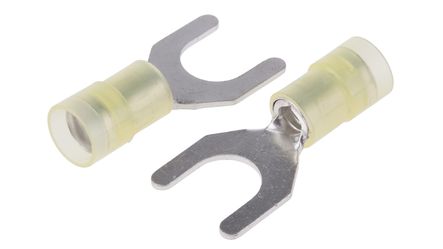 RS PRO Insulated Crimp Spade Connector, 4mm² to 6mm², 12AWG to 10AWG, M8 (5/16) Stud Size Nylon, Yellow