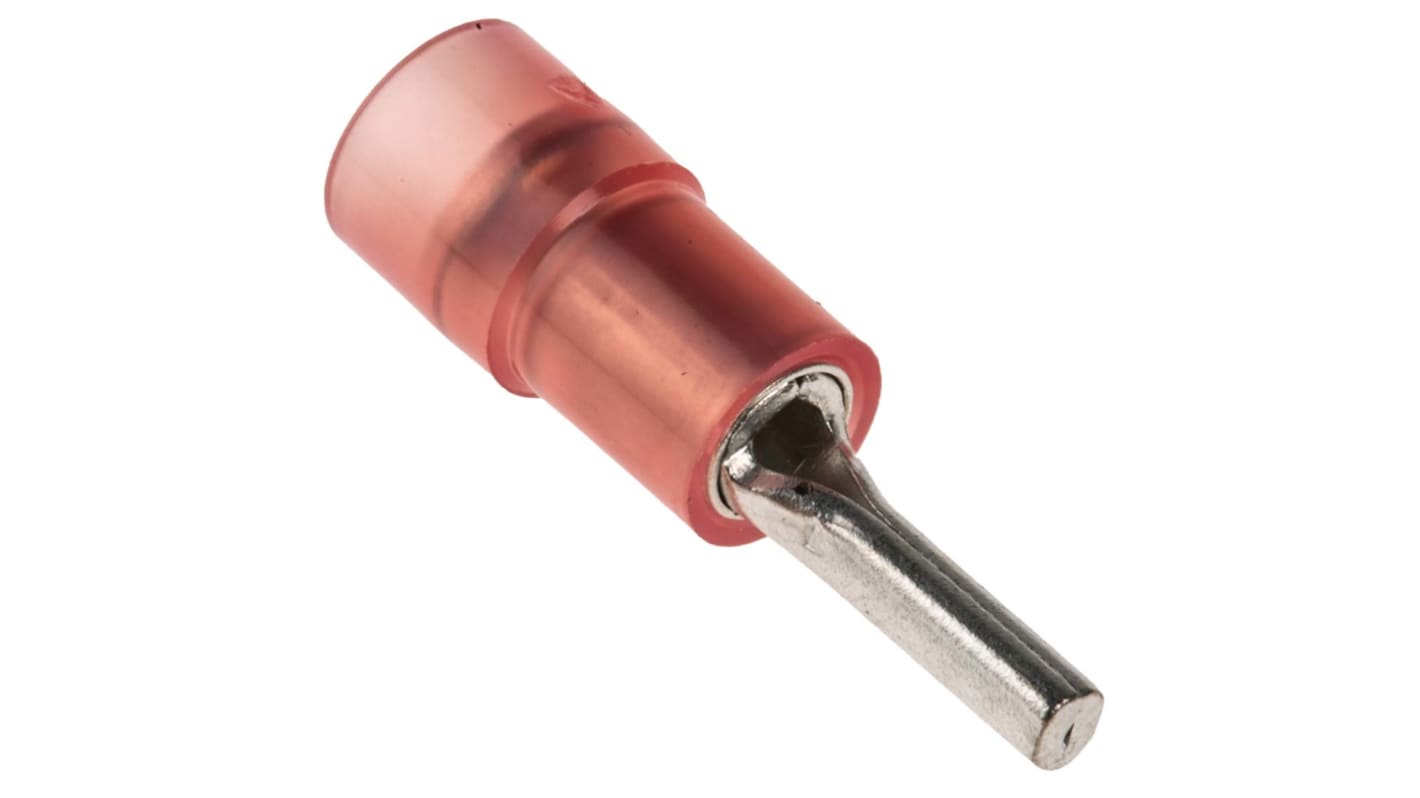 RS PRO 插针式接线端子, 绝缘端子, 线规0.5mm²至1.5mm², 针Φ1.9mmx9mm长, 红色, 尼龙绝缘