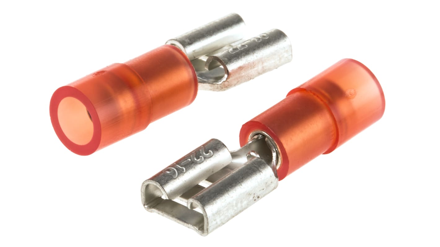 Cosse faston RS PRO, 0,5 → 1,5 mm², 22 → 16 AWG, Isolée, Rouge