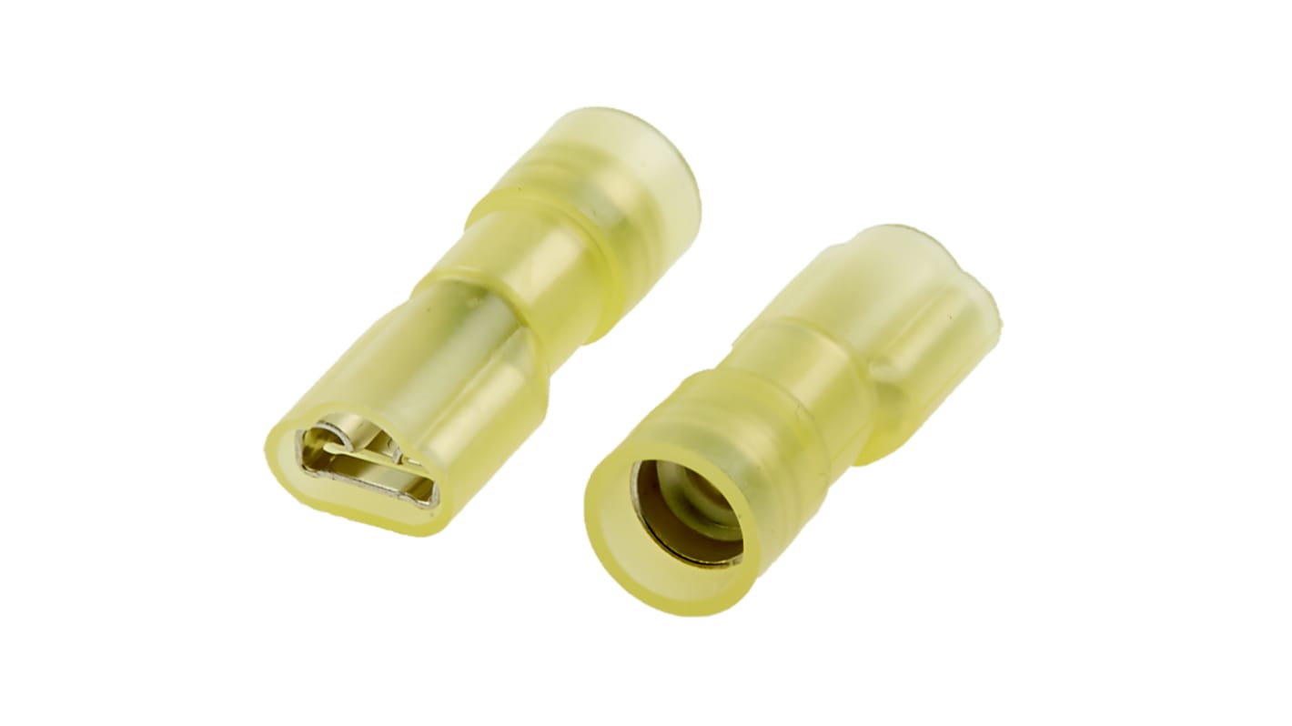 RS PRO Yellow Insulated Female Spade Connector, Double Crimp, 6.35 x 0.8mm Tab Size, 4mm² to 6mm²