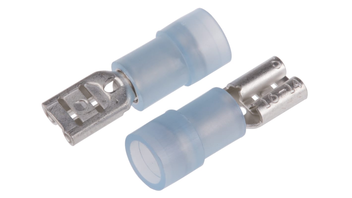 RS PRO Blue Insulated Female Spade Connector, Double Crimp, 4.75 x 0.5mm Tab Size, 1.5mm² to 2.5mm²