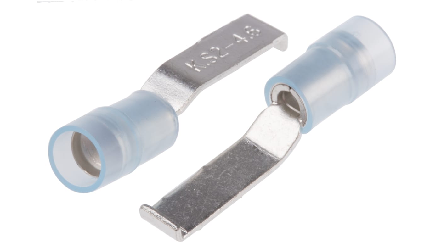 RS PRO 片型端子公插, 线规1.5mm²至2.5mm², 插片4.6mm宽x17.4mm长x0.8mm厚, 带钩, 蓝色, 尼龙绝缘