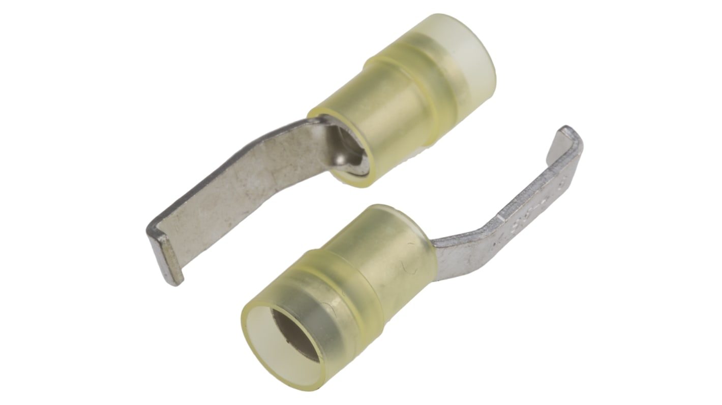 RS PRO Kabelschuh Flachstift Stecker, Isoliert, Gelb, L. 17.2mm, D. 1mm, Nicht ummantelt