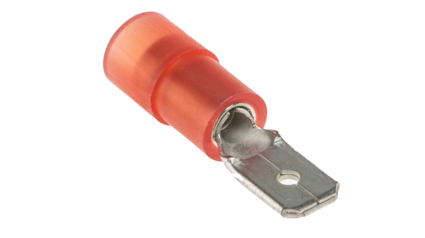 RS PRO Red Insulated Male Spade Connector, Double Crimp, 4.75 x 0.8mm Tab Size, 0.5mm² to 1.5mm²