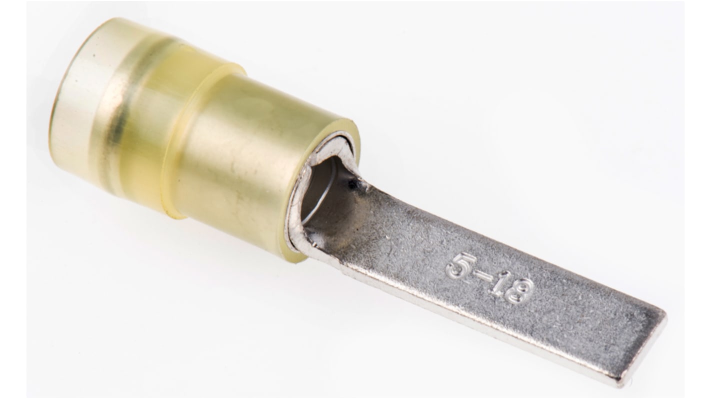 RS PRO Insulated Crimp Blade Terminal 18mm Blade Length, 4mm² to 6mm², 12AWG to 10AWG, Yellow