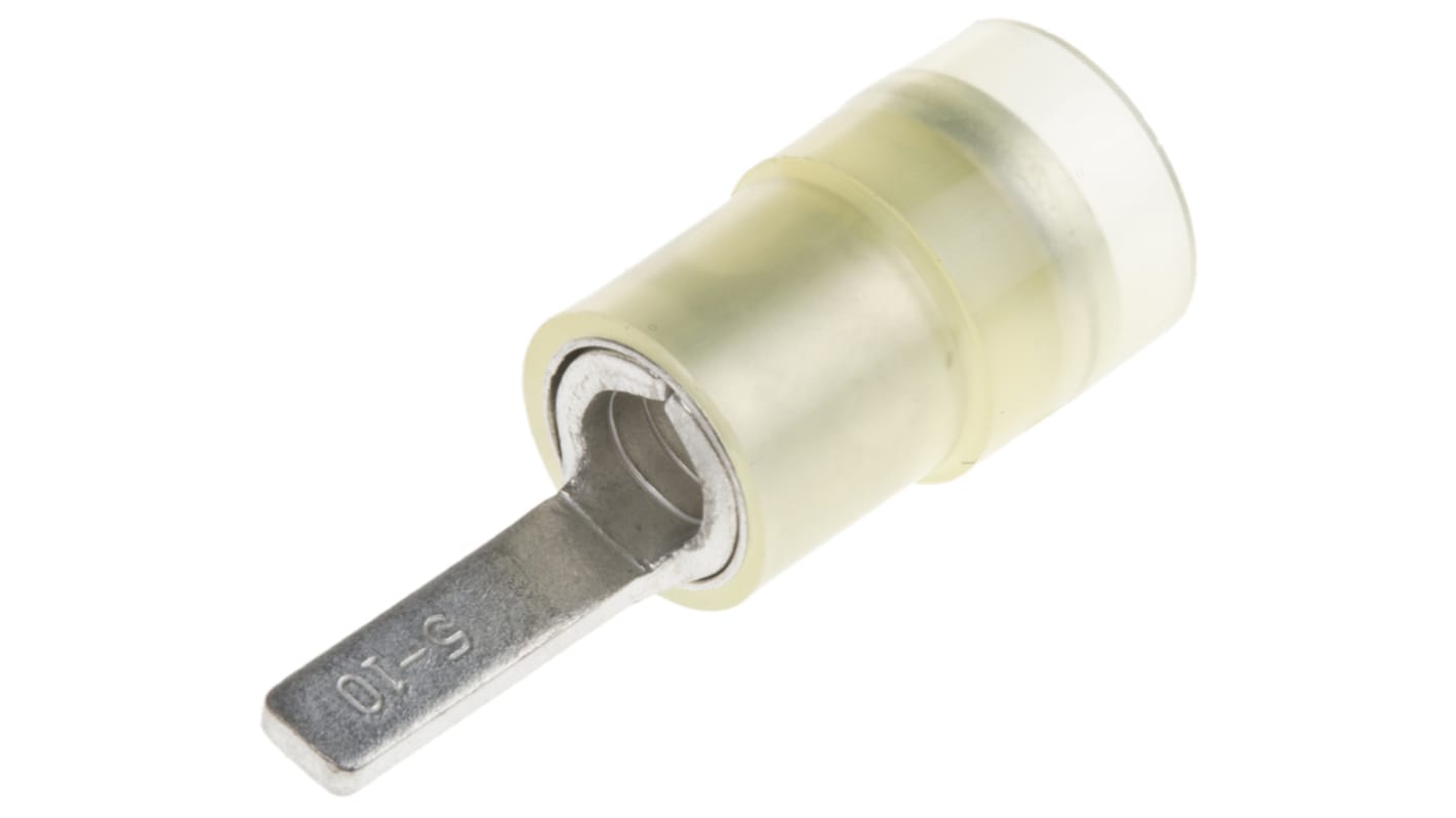 RS PRO Insulated Crimp Blade Terminal 10mm Blade Length, 4mm² to 6mm², 12AWG to 10AWG, Yellow