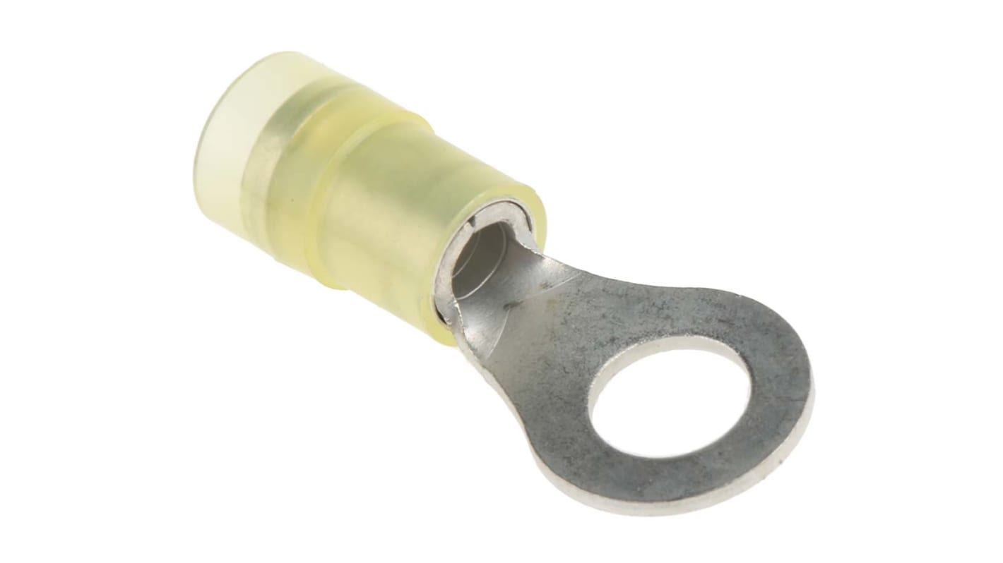 RS PRO 绝缘铜线鼻子, Φ6.4mm内环, M6螺栓, 6mm²线规, 黄色, -40°C至+105°C