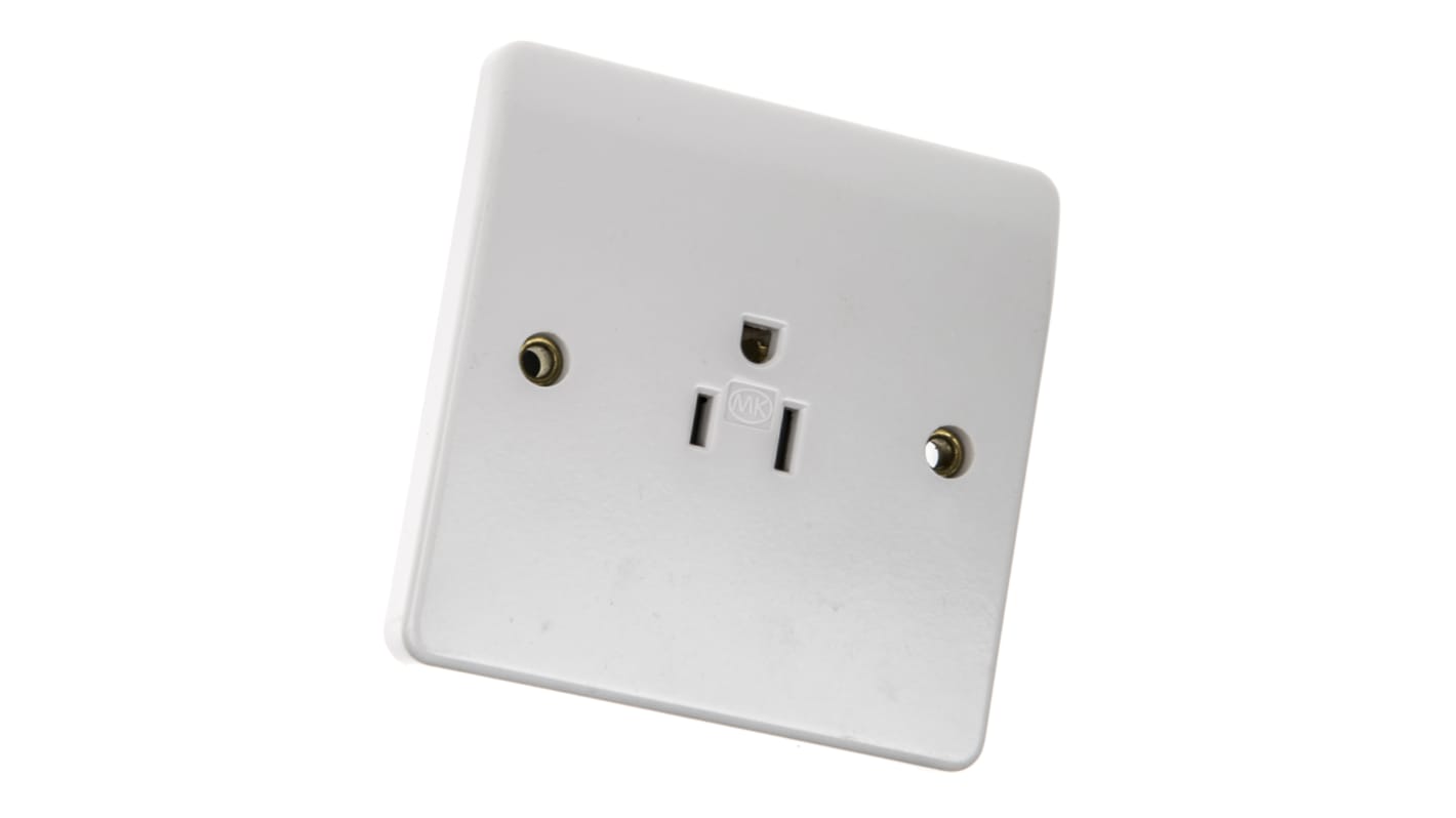 MK Electric White 1 Gang Plug Socket, 15A, NEMA 5-15R, Indoor Use