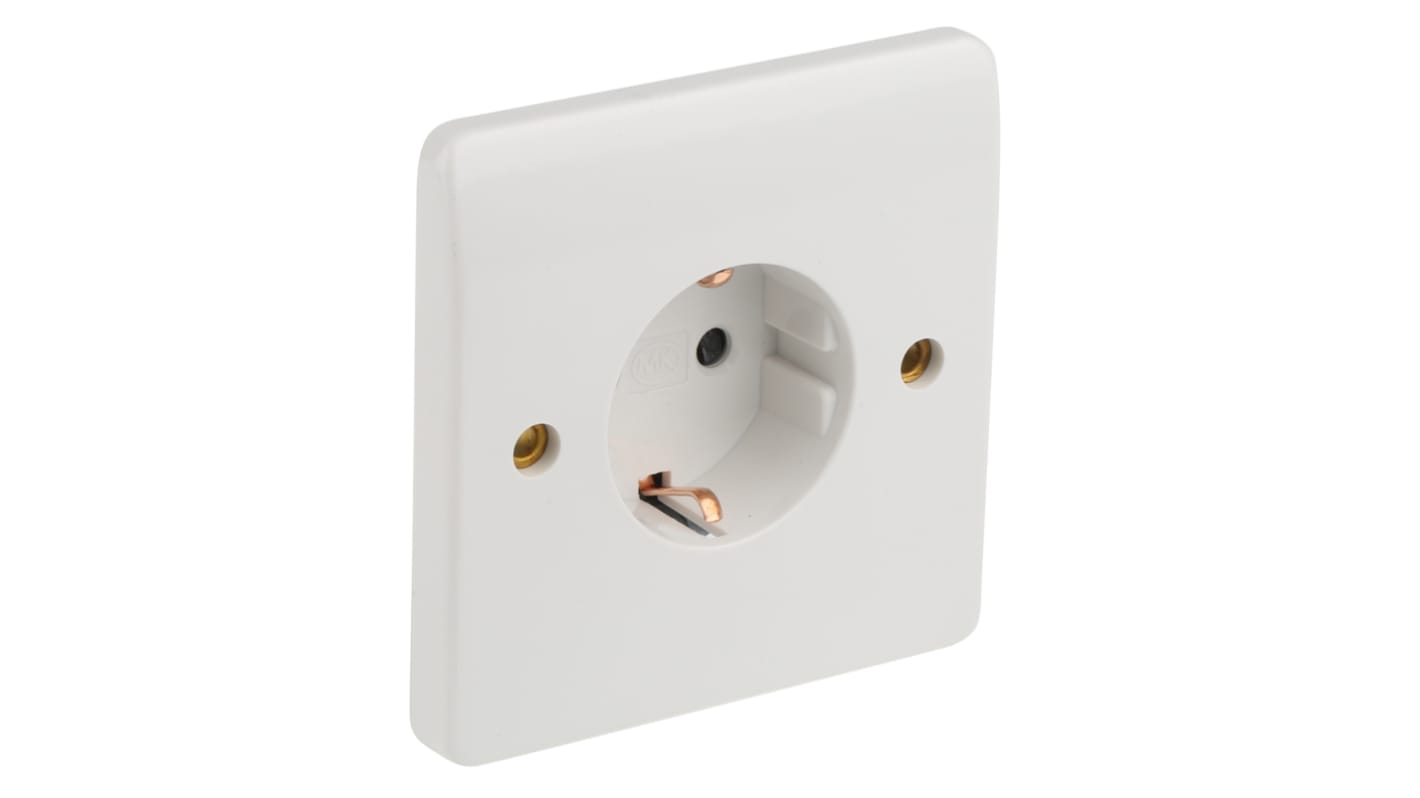 Presa elettrica, MK Electric K4150 WHI, 16A, 1 modulo, IP2XD, presa Tipo F - Schuko tedesco, Bianco In interni,