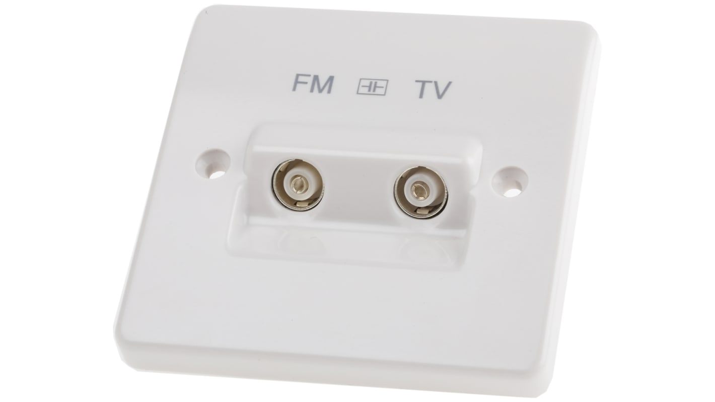 Fiche antenne TV, Connecteur FM, TV, à 2 sorties , Femelle, Montage sur châssis