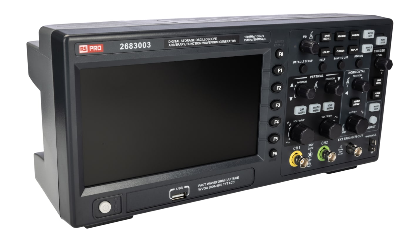 RS PRO, 150MHz Bench Oscilloscope, 2 Analogue Channels