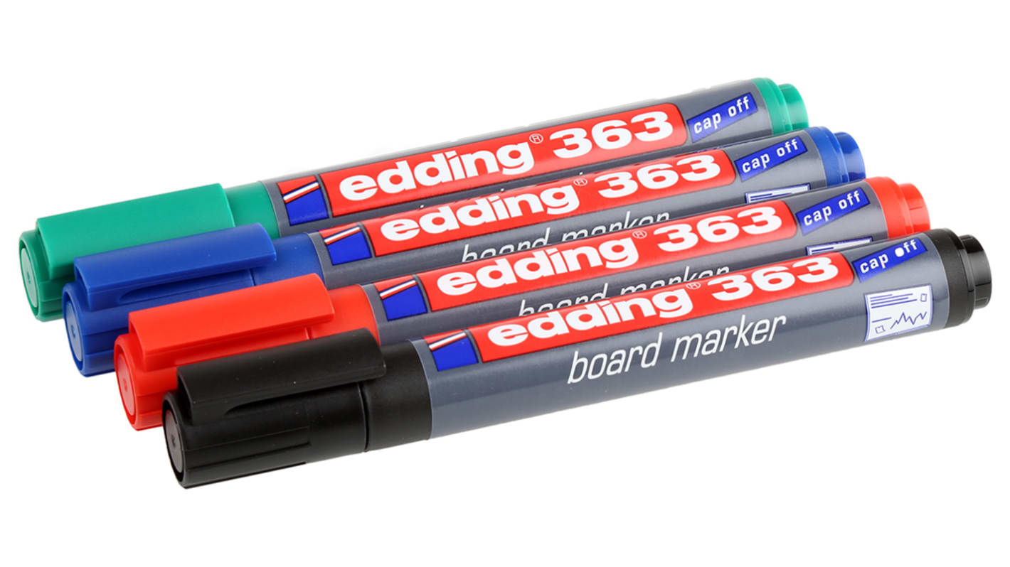 Edding White Board Pen, 4 Assorted, 1 → 5 mm Tip Size