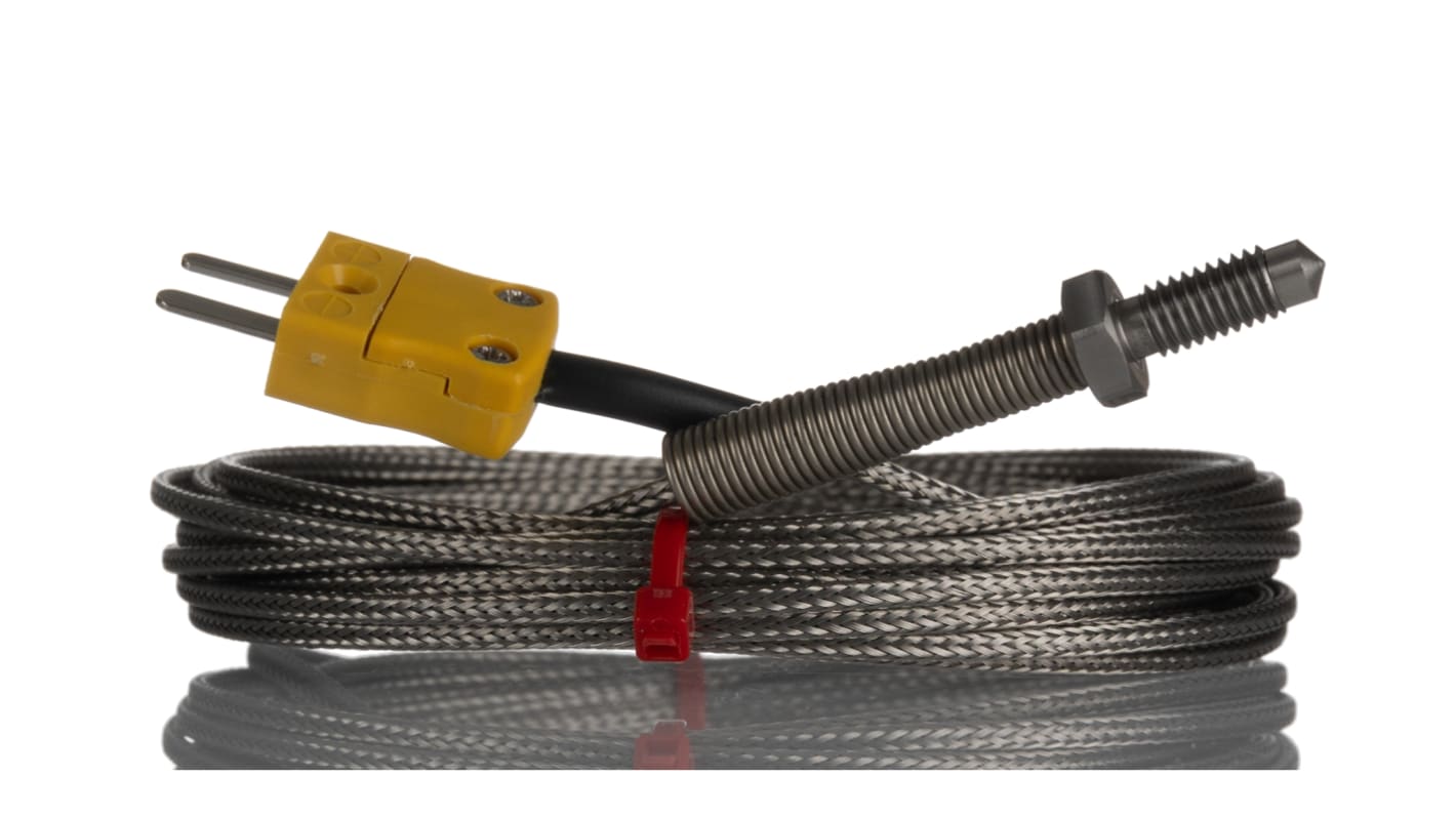 Termopar tipo K RS PRO, Ø sonda M6 x 1mm x 5m, temp. máx +350°C, cable de 5m, conexión , con conector miniatura