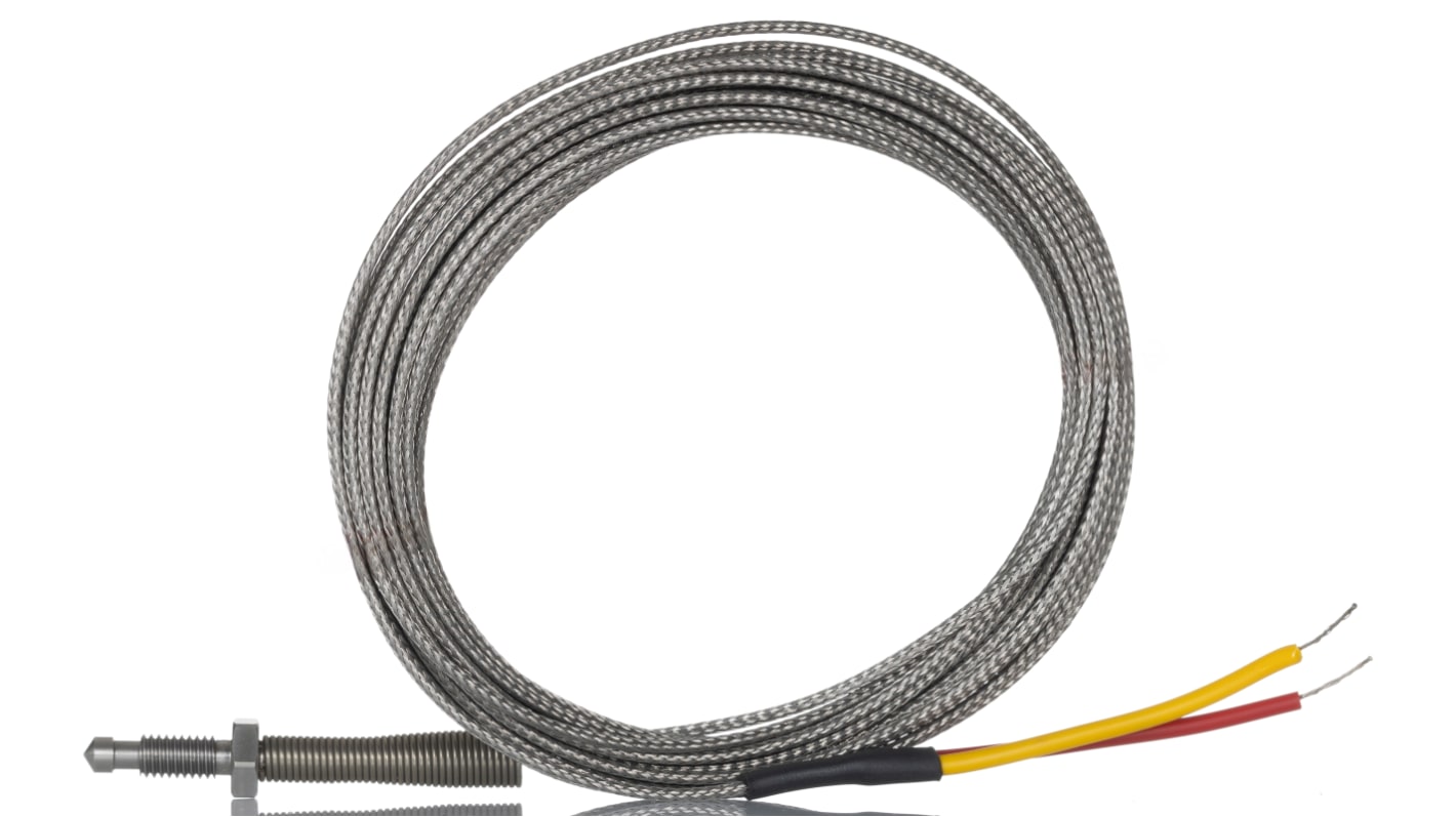 Termopar tipo K RS PRO, Ø sonda M6 x 1mm x 1m, temp. máx +350°C, cable de 1m, conexión Extremo de cable pelado