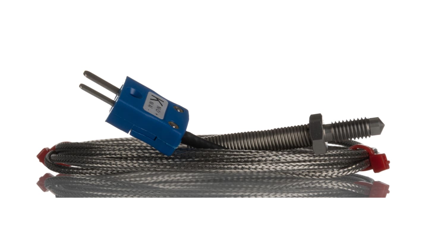 Termopar tipo K RS PRO, Ø sonda M6 x 1mm x 2m, temp. máx +350°C, cable de 2m, conexión , con conector miniatura