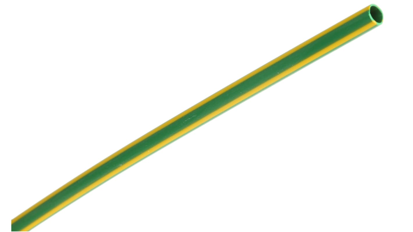 RS PRO Halogen Free Heat Shrink Tubing, Green/Yellow 3.2mm Sleeve Dia. x 1.2m Length 2:1 Ratio