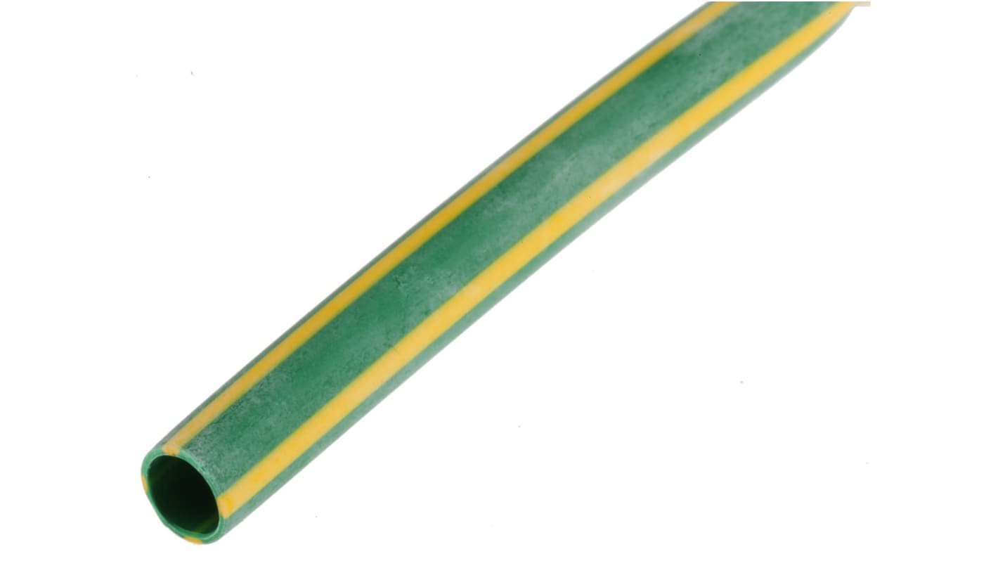 RS PRO Halogen Free Heat Shrink Tubing, Green/Yellow 4.8mm Sleeve Dia. x 1.2m Length 2:1 Ratio