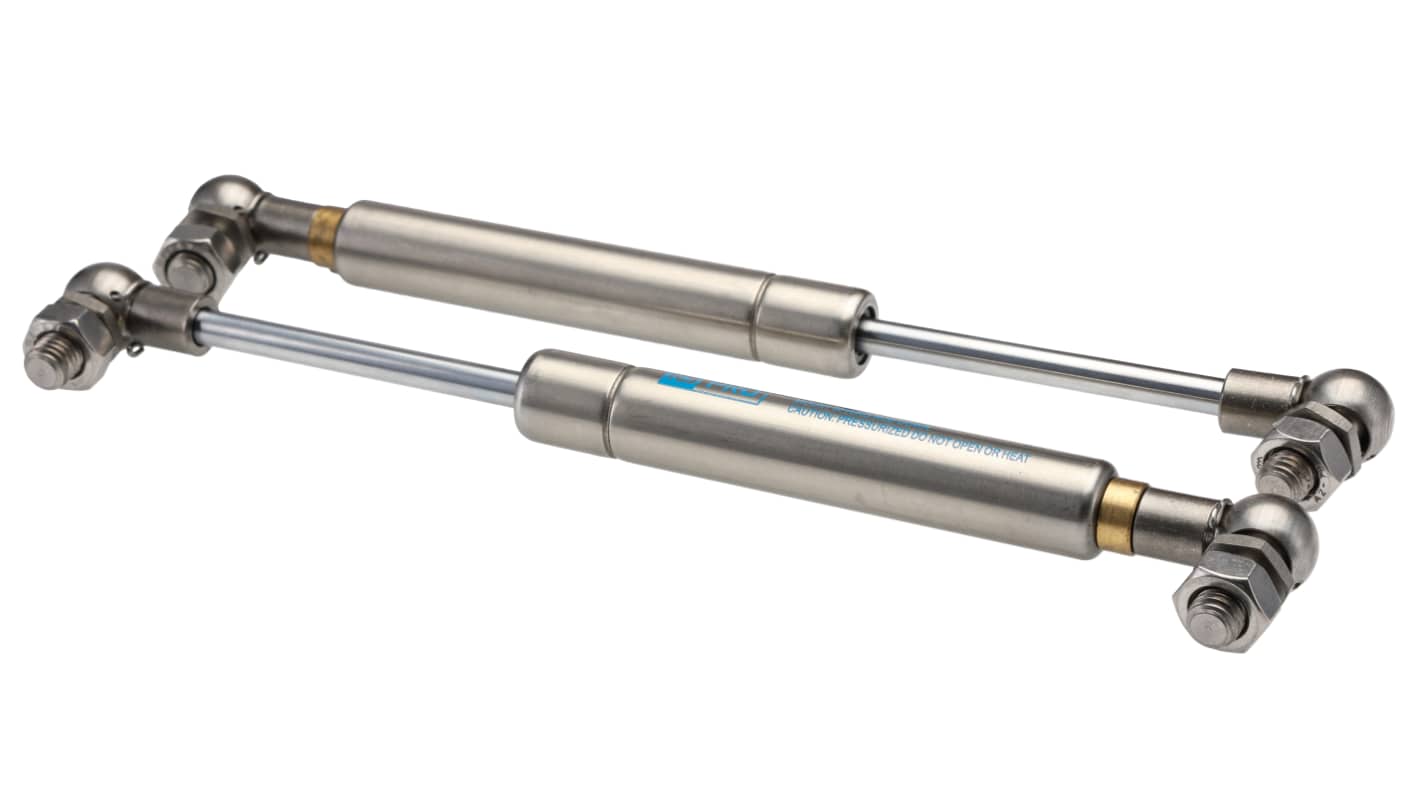 RS PRO Stainless Steel Gas Struts, with Ball & Socket Joint, 196.0mm Extended Length, 60.0mm Stroke Length