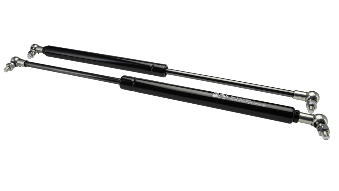 RS PRO Steel Gas Struts, with Ball & Socket Joint, 600.0mm Extended Length, 250.0mm Stroke Length