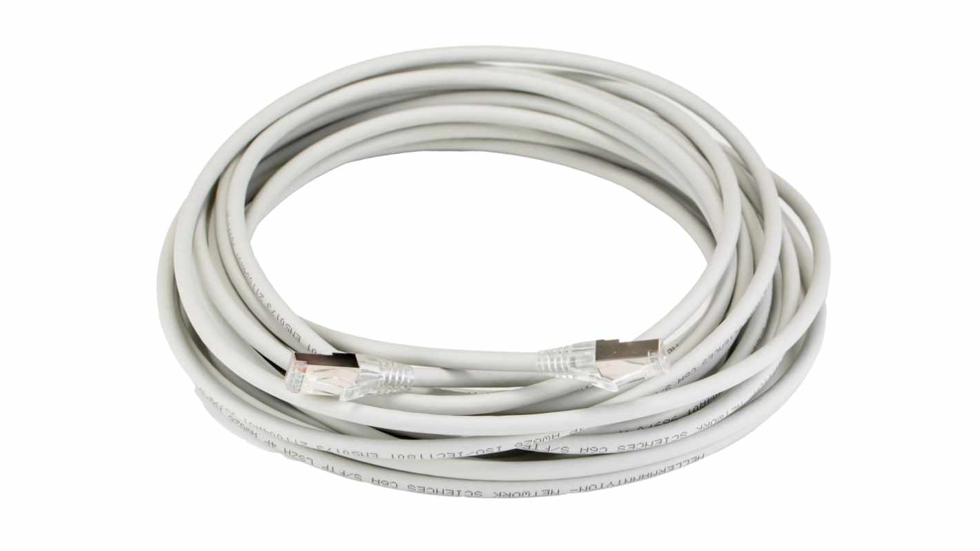 HellermannTyton, 10m Cat6a, Grey RJ45 to Male RJ45 Male, Shielded Shielded, Unterminated LSZH Sheath