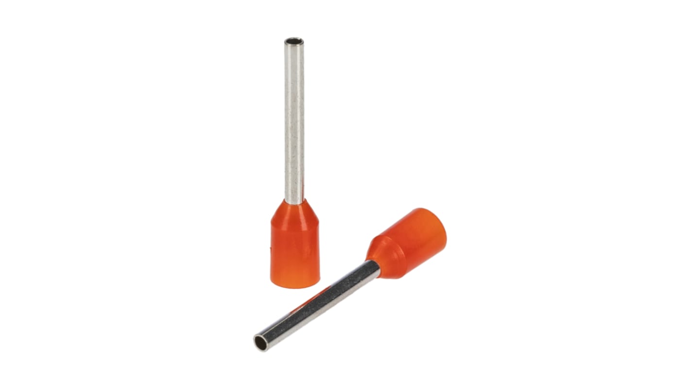 Terminal de puntera hueca RS PRO, Aislado, Pin de 12mm, Naranja 20AWG 20mm² 20AWG 0.5mm²