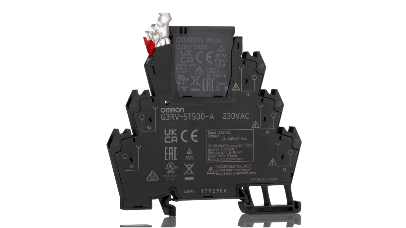 Omron G3RV-ST Series Solid State Interface Relay, 230 V ac Control, 2 A Load, DIN Rail Mount