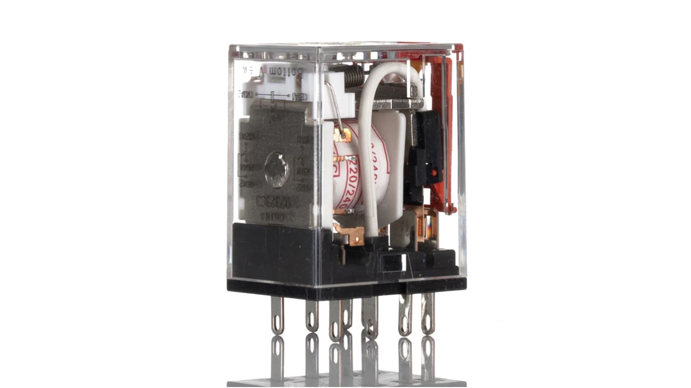 オムロン パワーリレー 220 → 240V ac, 2c接点 プラグイン タイプ