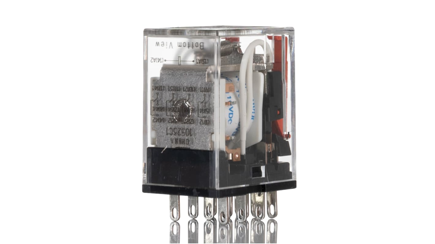 Omron MY 100 → 110V dc Spule 4-poliger Wechsler Steckrelais 6A 11,44 kΩ 900mW Monostabiles Relais