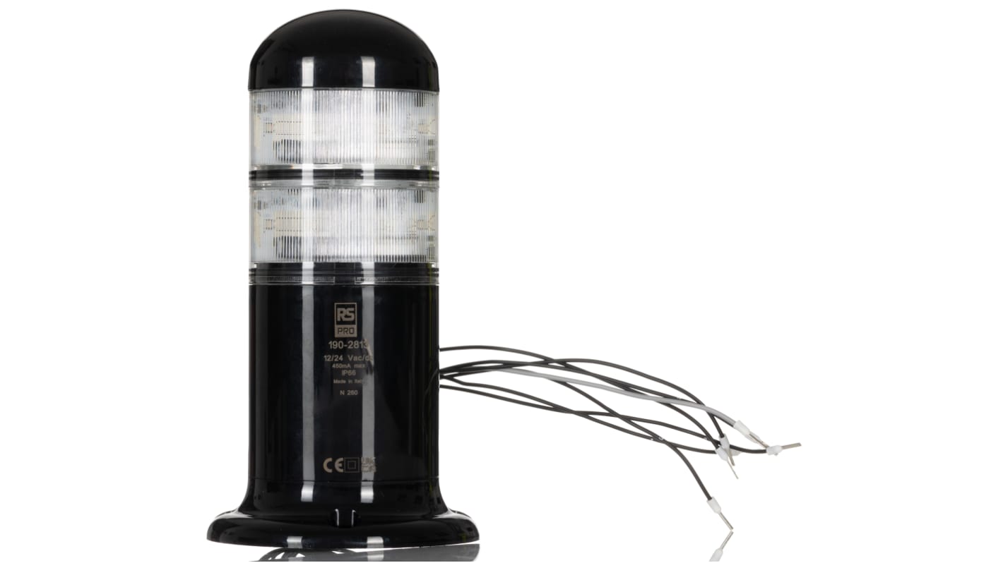 Rs-Online Torretta di segnalazione RS PRO 12 → 24 V CA/CC LED 6 elementi lenti Trasparente