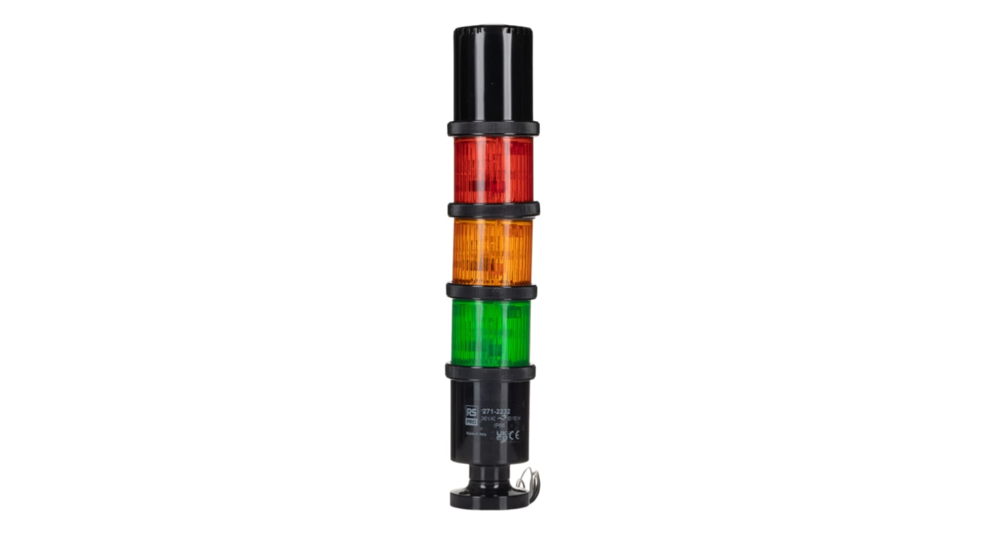 Rs-Online Torretta di segnalazione RS PRO 24 V LED 3 elementi lenti lenti Ambra Verde Rosso