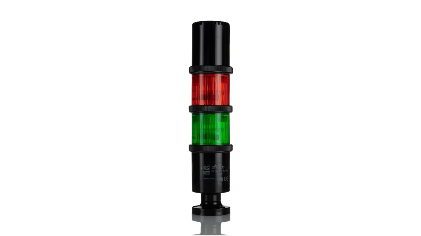 Columna de señalización RS PRO, LED, con 2 elementos Verde/Rojo, 240 V ac