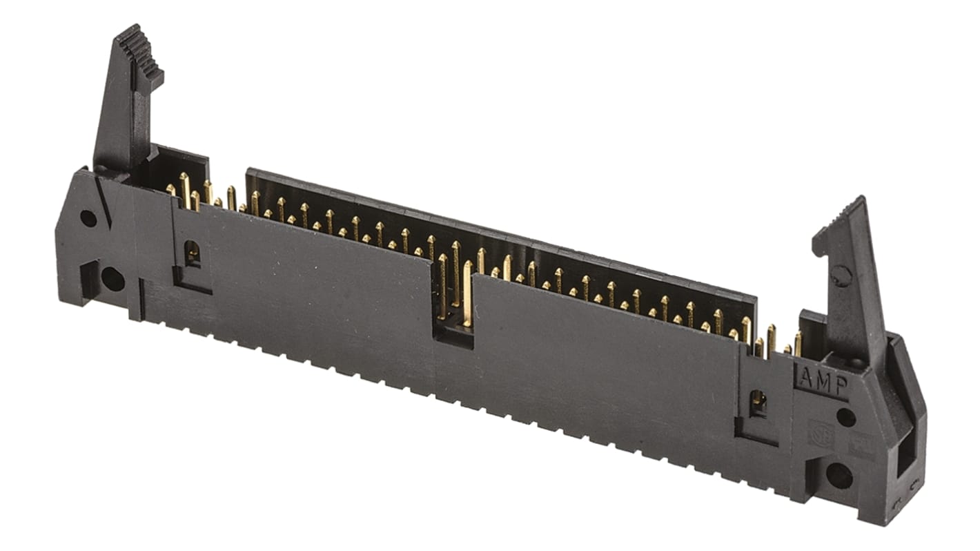 Conector macho para PCB Ángulo de 90° TE Connectivity serie AMP-LATCH de 50 vías, 2 filas, paso 2.54mm, para soldar,