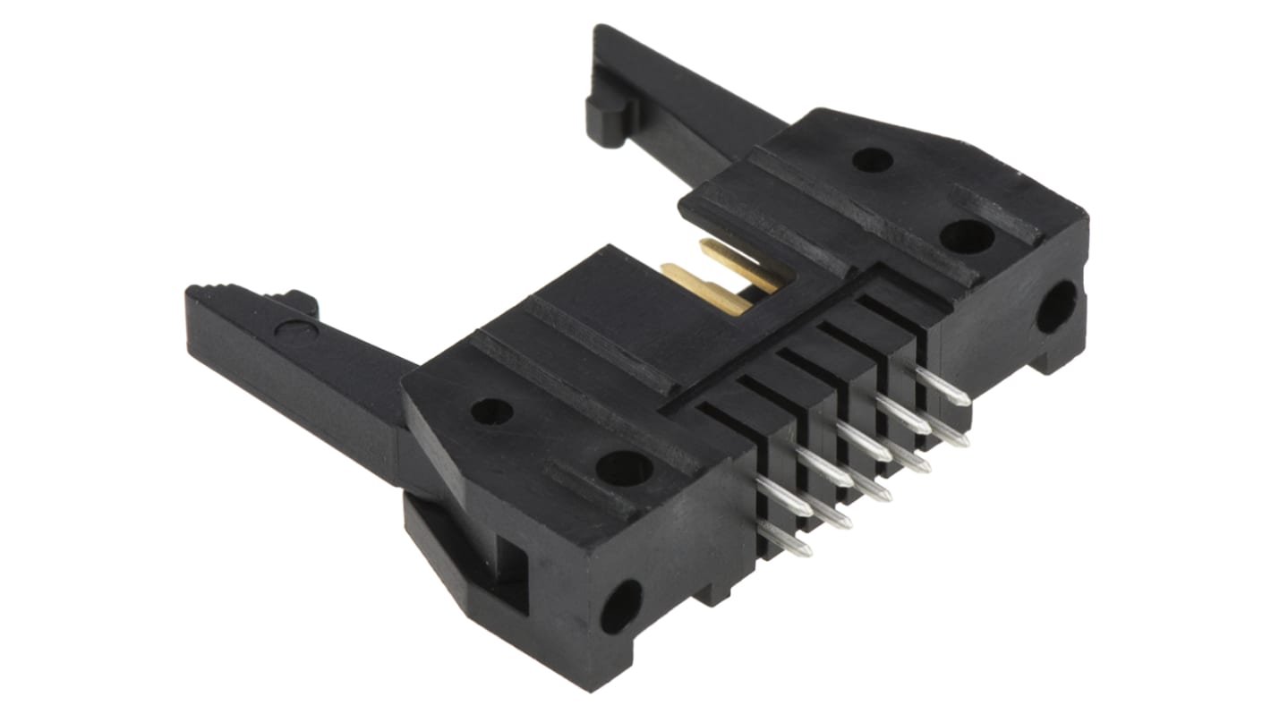 TE Connectivity 10p双排排针 直向线对板连接器, 2.54mm间距, 1.0A, 250.0 V, THT安装, AMP-LATCH系列