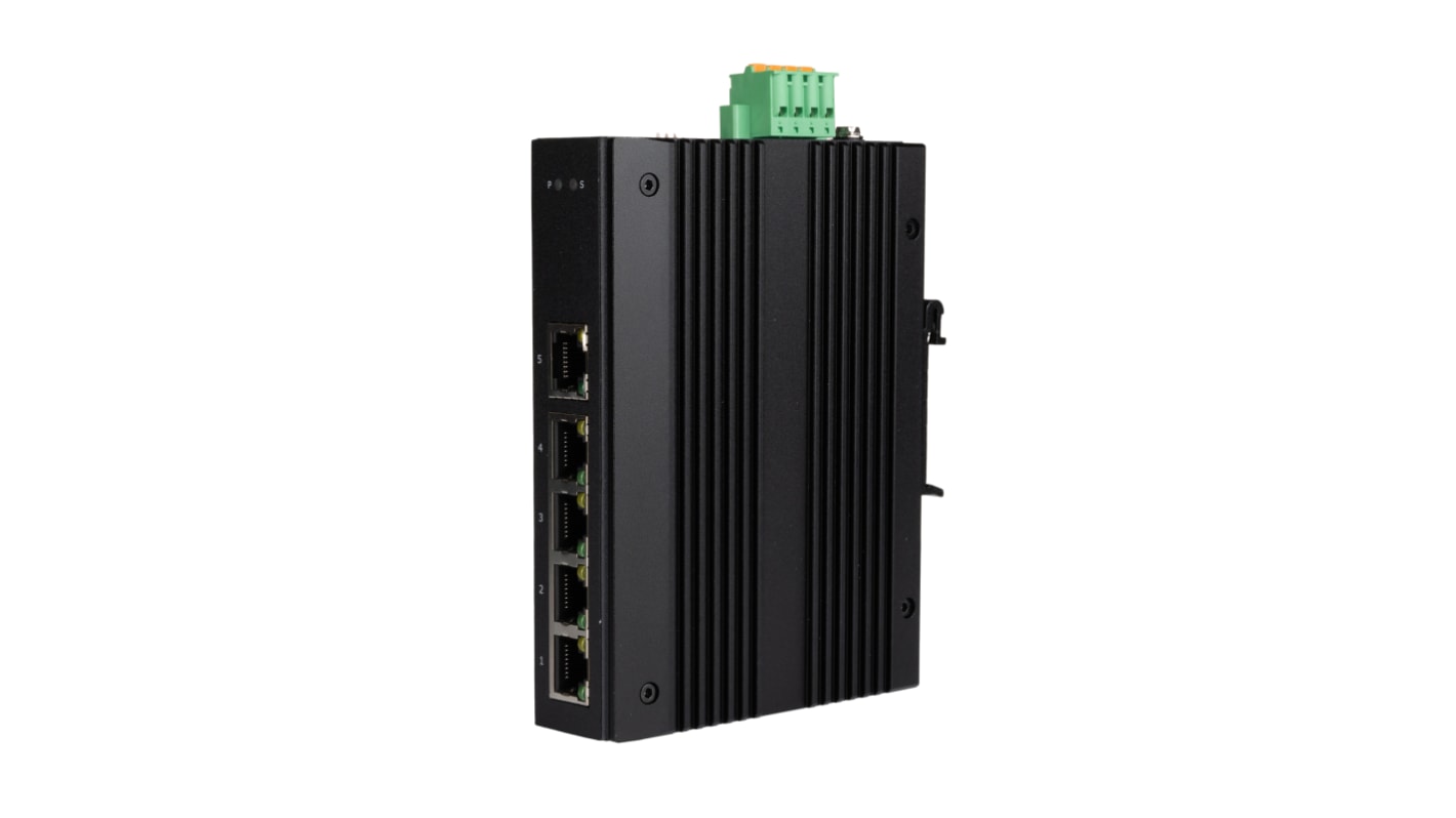 RS PRO Ethernet-Switch DIN-Schienenmontage 5-Port Unmanaged RJ-45 30 x 98 x 130mm